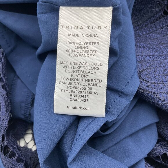 Trina Turk Mai Tai Navy Lace Flutter Sleeve Mini Dress Size 10 NWT - Picture 8 of 9